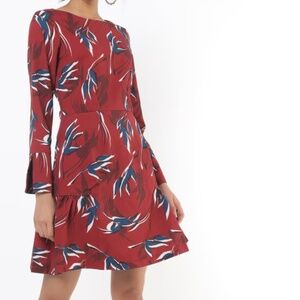 Closet London Leaf Print Skater Dress